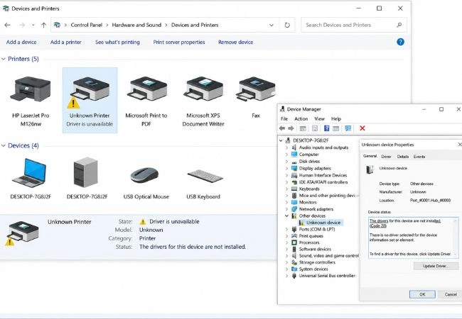 Printer Driver Setup & USB Port Detection